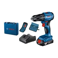 Bosch Professional GSB 185-LI mavi kömürsüz akülü darbeli matkap, akü, şarj cihazı ve aksesuarlar
